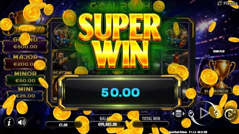 Goal Rush Deluxe – końcowa super wygrana z Grand Jackpotem